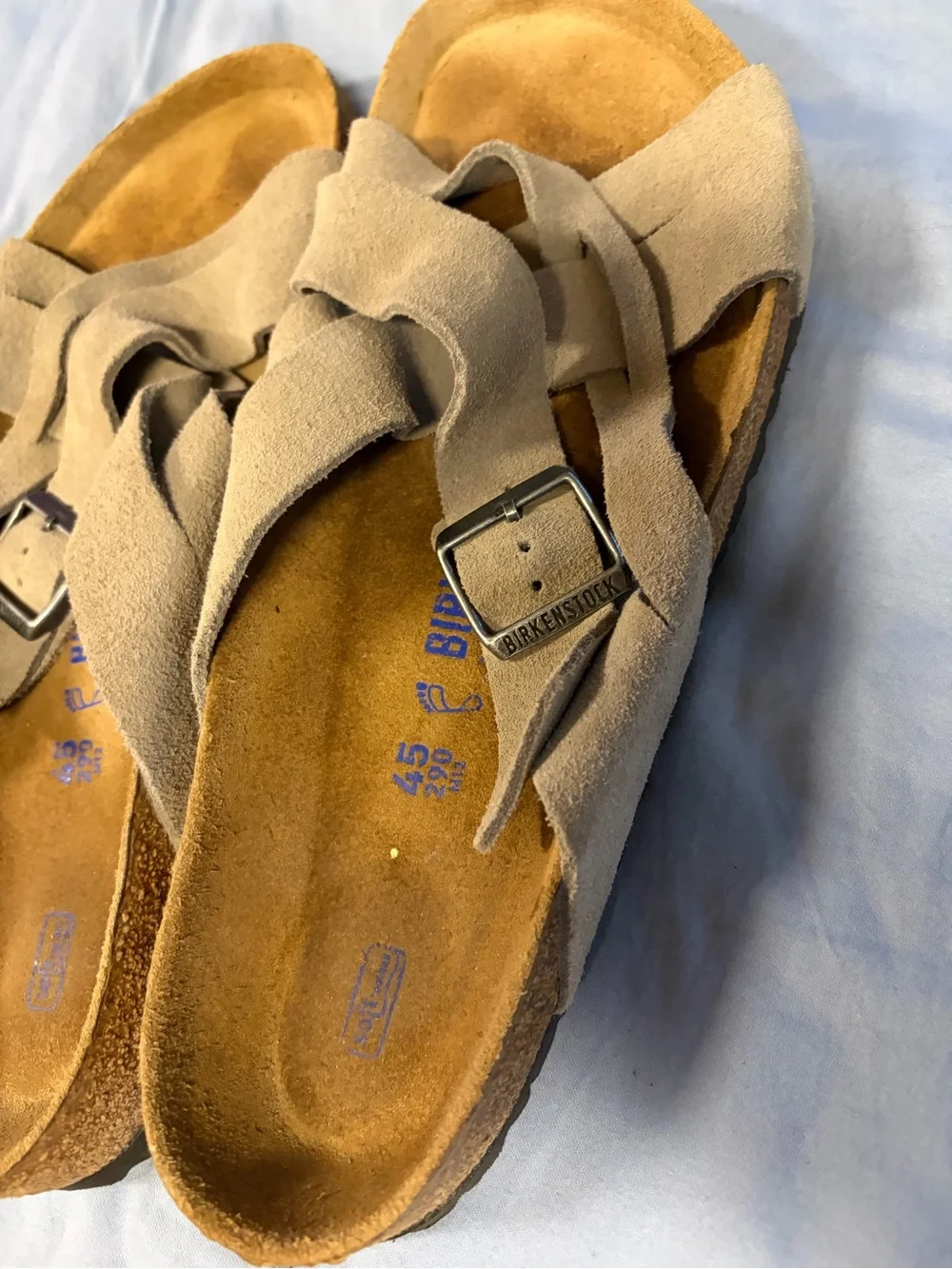 Birkenstock Taupe Lugano Suede Crisscross Buckle Sandals